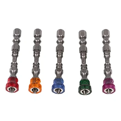 Immagine di Bqlzr 1/10,2 cm S2 in acciaio cromato per cartongesso cacciavite magnetico bit PH2 L65 x D9 MM vite hex shank con arresto di profondità 1 , confezione da 5