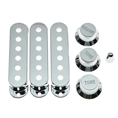 Immagine di KAISH Copertine per pickup ST Stratocaster in plastica cromata, 52 mm, chitarra e interruttore a 5 vie, USA/Stratocaster