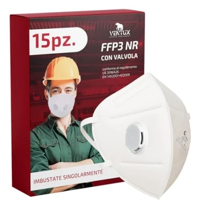 Immagine di VENTUX SAFETY EQUIPMENT Mascherine FFP3 con Valvola (15 pz, 15, unità)