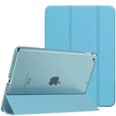 Immagine di MoKo Cover per Nuovo iPad 9 2021 / 8 2020 7 2019, 10.2 Case Ultra Sottile Leggero Custodia in Tri fold Auto Sveglia/Sonno con Retro Semi trasparente Rigido, Blu Nebbioso