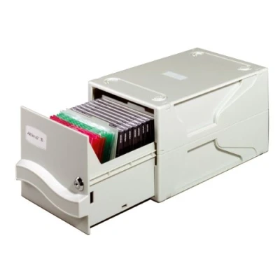 Immagine di Durable 525610 Multimedia Box I, cassettiera per archiviare 26 CD/DVD con custodia o 136 dischi da 3,5, 5 divisori, 195x165x325 mm, grigio