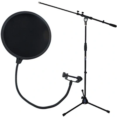 Immagine di KEEPDRUM MS106, treppiede per supporto del microfono, protezione frangiventro EMH019, in nylon a 2 strati, da 16,5 cm