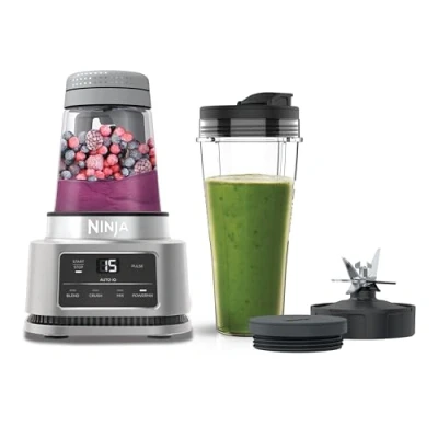 Immagine di Ninja Foodi Frullatore Power Nutri 2 in 1, 1100 W, tazza 700 ml e ciotola 400 con paddle di potenza, per frullati, creme dense bibite ghiacciate, argento, CB100EU