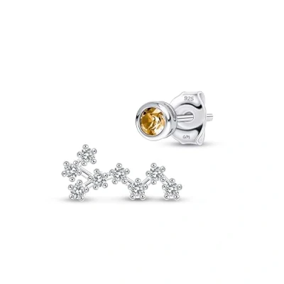 Immagine di Amberta Orecchini Asimmetrici Costellazione a Lobo con Zirconi in Argento Sterling 925 per Donna Diversi tra Loro Zirconi: Scorpione