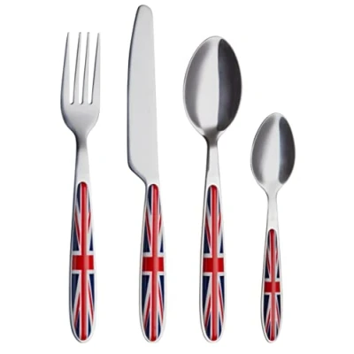 Immagine di EXZACT Colore Posate in acciaio inox set 16 pz 4 x Forchetta, Coltelli, Cucchiai Cena, Cucchiaini