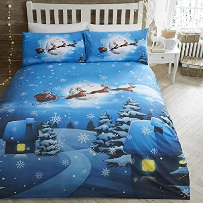 Immagine di Bedlam Natale Set copripiumino natalizio con Babbo Glow In The Dark Letto singolo, multicolore