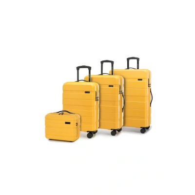 Immagine di WITTCHEN KOMODO Line Set di valigie Valigia da viaggio Bagaglio rigido in ABS Lucchetto TSA Taglia (S+M+L+Borsa toilette) Giallo