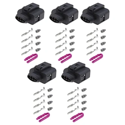 Immagine di ECSiNG 5 set di connettori femmina a 4 pin per auto con terminali e guarnizioni Connettore sensore pressione aspirazione dell&#039;auto 1J0973704 compatibile VW