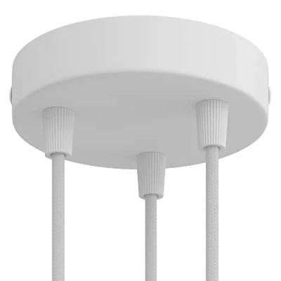 Immagine di creative cables Kit rosone cilindrico in Metallo a 3 Fori Conico, Bianco Opaco