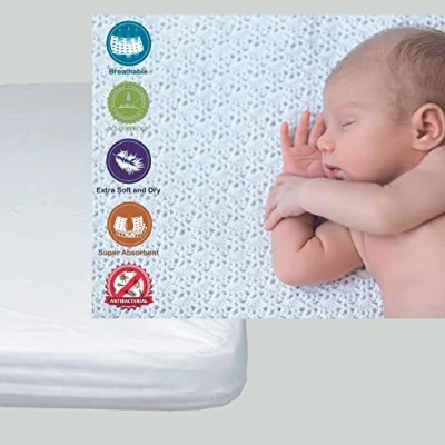 Immagine di Ti TIN Coprimaterasso Mini Culla 100% Cotone Regolabile Impermeabile e Traspirante con Elastico Poliuretano Federa Antibatterica in Spugna 50x80 cm White