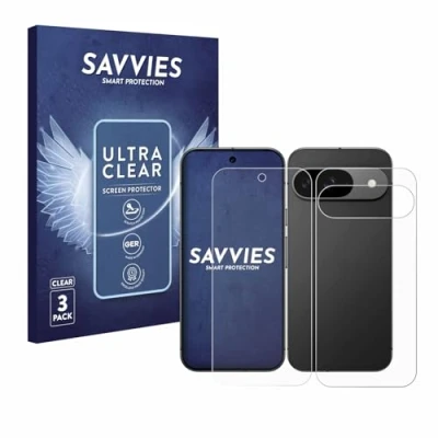Immagine di savvies (6 Pezzi Pellicola Protettiva per Google Pixel 9 (Fronte+Retro) Protezione Schermo Trasparente