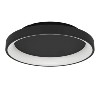 Immagine di Eglo Loretello Plafoniera a LED, triangolare, lampada da ufficio, dimmerabile con telecomando, metallo e plastica, nera bianca, luce bianca calda fredda, diametro 35 cm
