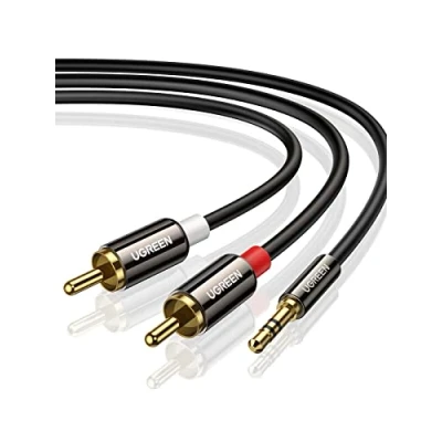 Immagine di UGREEN Cavo RCA Jack 3,5mm Macho AUX 2RCA Audio Stereo Addattatore Compatible con Smartphone, PC, TV, Tablet, MP3, iPod, Amplificatore, Impianto Stereo, Home Theatre (3M)
