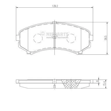 Immagine di NIPPARTS J3605039 Kit pastiglie freno Assale anteriore Non predisposto per contatto segnalazione usura con accessori MITSUBISHI: PAJERO 2, 3