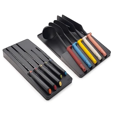 Immagine di Joseph Elevate Set di 10 Pezzi con Coltelli Giapponesi Professionali e Accessori da Cucina, Spatola, Mestolo, Cucchiai, Nero/Multicolore