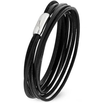 Immagine di Simaru Bracciale in cuoio, pelle sostenibile proveniente dall&#039;UE e fissaggio acciaio inossidabile con magnete (Marrone (Taglia L))