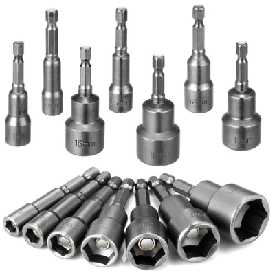 Immagine di 14 Pezzi Bussole per Avvitatore, 6 19 mm Magnetico Hexagon Nut Driver Drill Bit, Attacco Esagonale da 1/4&quot; Trapani Dadi e Adattatori a Percussione