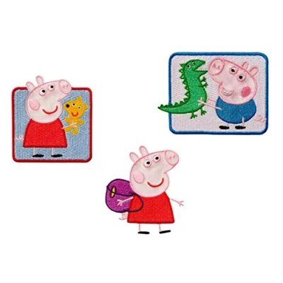 Immagine di Mono Quick Peppa Pig, 3er Set Toppe Ricamate da Cucire o Applicare con Il Ferro Stiro, Poliestere, Multicolore, MD