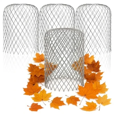 Immagine di com four® 4X Protezione per grondaie, pluviali Fogliame, Foglie, Rami Perfetto Come setaccio Foglie nel Tetto (2 Pezzi Filtro in Acciaio)