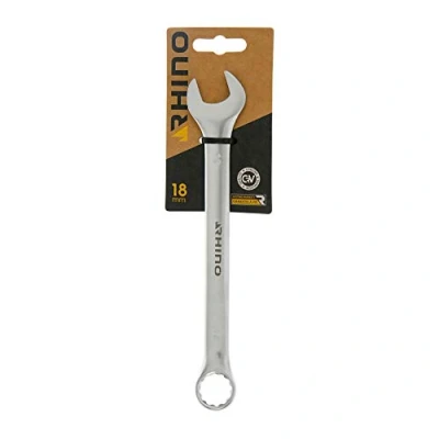 Immagine di Rhino chiave combinata 18 mm, di serraggio, ad anello e a forchetta combinata, diametro alta qualità, realizzata in acciaio (cromo vanadio)