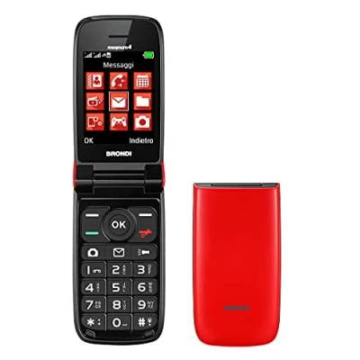 Immagine di Brondi Magnum 4 Telefono Cellulare Maxi Display, Tastiera Fisica Retroilluminata, Dual Sim, 1.3 MP, Li ion 800 mAh, Flip Attivo, Rosso