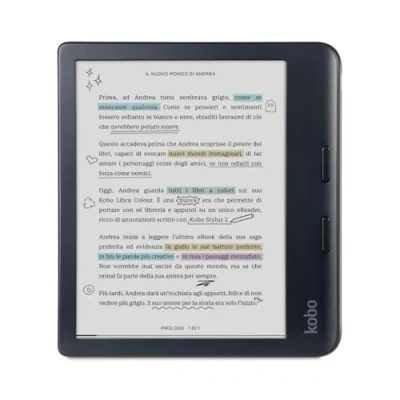 Immagine di Kobo Libra Colour eReader Display antiriflesso a colori E Ink Kaleido™ 3 da 7 Modalità Scura I Audiolibri Impermeabile (Nero)