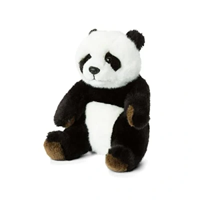 Immagine di WWF 15183012 WWF00543 Peluche a Forma di Panda Seduta, dal Design Realistico, Altezza Circa 15 cm, meravigliosamente Morbido, Colore: Nero/Bianco