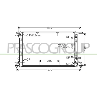 Immagine di PRASCO AD820R005 Radiatore motore Alluminio 720 468 32 con giunti rapidi Alette di raffreddamento saldate AUDI: Q5