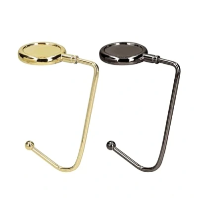 Immagine di kwmobile 2x Gancio Borsa da Tavolo Appendi in Alluminio Antiscivolo Antigraffio Set Appendiborsa per Tavoli e Scrivanie max. 3kg oro/nero