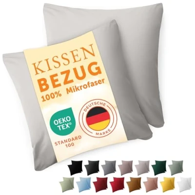 Immagine di Blumtal Federe Cuscini Divano 65x65 cm Set di Copricuscini per Divani in Microfibra a 2 Pezzi con Chiusura Busta, certificati Oeko Tex, extra morbidi e lavabili Grigio Chiaro