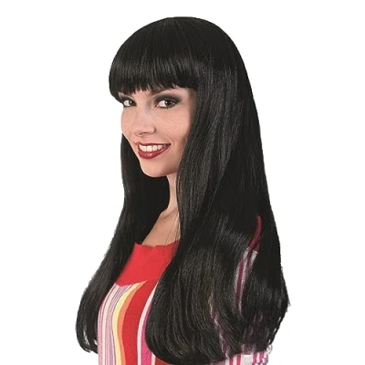 Immagine di VIKSAUN Lungo Dritto Parrucche Nero per le Donne Parrucca Capelli Lisci Feste Quotidiano resistenti al calore Nera Usura con Highlight Stratificato Halloween (Nero)
