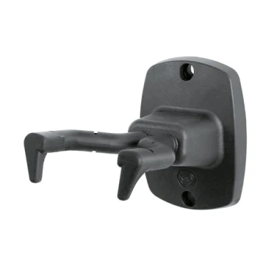 Immagine di K&amp;M 16240 supporto da parete per chitarra, nero sistema d&#039;aggancio brevettato con perni e cuscinetti in gomma palette asimmetrica