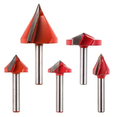 Immagine di Genmitsu 5PCS Set di punte Router per scanalature a V, 60 90 120 150 Angolo, gambo da 6 mm, 3D V forma Fresa legno Coltello incisione CNC Bit, VG05A