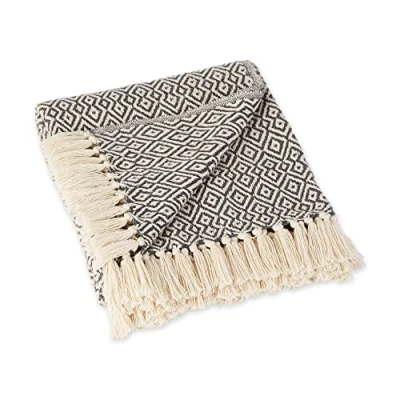 Immagine di DII Rustic Farmhouse Cotone Diamante Coperta con Frange per Poltrona, Divano, Picnic, Campeggio, Spiaggia, e l&#039; Uso Quotidiano, 127 x 152,4 cm Doppio Minerale Mineral