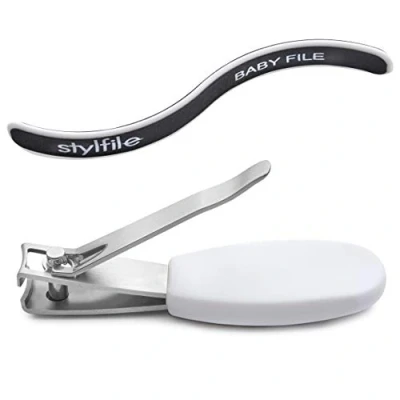 Immagine di STYLFILE Nipper Clipper Set Manicure Bimbo, Tagliaunghie di sicurezza e lima curva per bimbo S FILE, Igene quotidiana