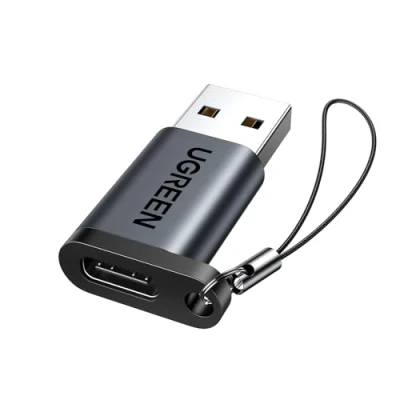 Immagine di UGREEN Adattatore USB C a 3.0 5Gbps Femmina Maschio Alluminio Supporta Ricarica 3A Compatibile con iPhone 16 Plus PRO Max CarPlay MacBook iPad (Nero)