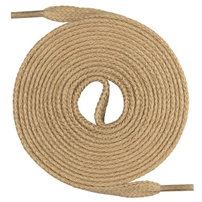 Immagine di Mount Swiss© Premium Lacci da scarpe piatti, 1 paio, in 100% cotone, resistenti agli strappi, larghezza 7 mm, lunghezza 45 200 cm., Adulti (unisex), Beige, 60 centimetri