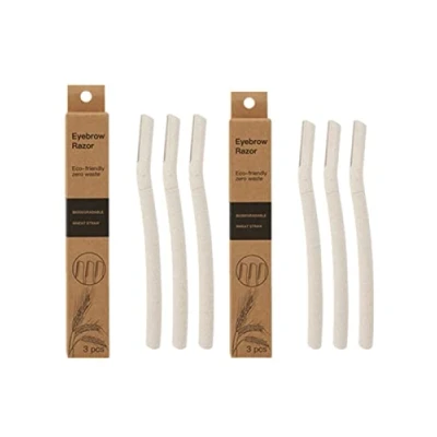 Immagine di Cheeroyal 3/6PCS Lame Dermaplaning per Viso, Rasoio Sopracciglia Biodegradabile WheatStraw Pesca Peach Rasoi il Viso Uomini e Donne (6)