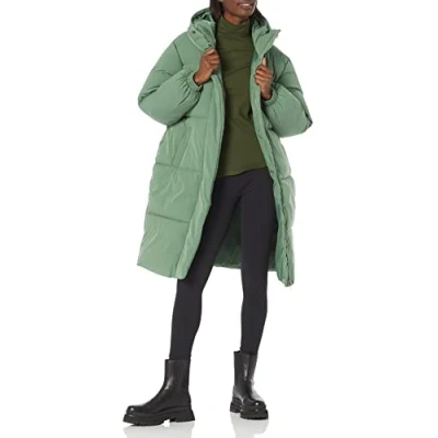 Immagine di Amazon Essentials Piumino Lungo con Cappuccio Oversize (Disponibile in Taglie Forti) Donna, Verde Salvia, XL Plus