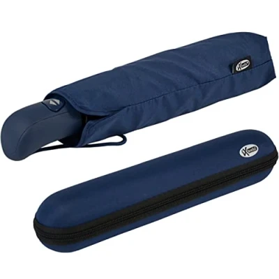 Immagine di iX brella First Class Ombrello con custodia, robusto e resistente alle tempeste, Insignia Blu, 97 cm, tascabile automatico