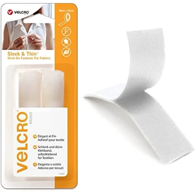 Immagine di VELCRO Brand Cinghie Multiuso Chiusura Autoadesiva Forte con Gancio e Asola Perfetta per Artigianato, Riparazioni di Abbigliamento Orli Bianco 19 mm x 60 cm