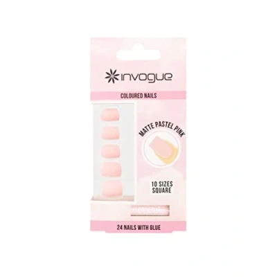 Immagine di Invogue Matte Pastel Pink Square Nails (24 Pieces)