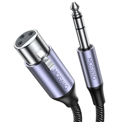 Immagine di MOSWAG 6.35mm TRS Maschio a XLR Cavi Femminili, Femmina per Chitarra, Amplificatore, Microfono, Mixer, Microfono Dinamico, ElectronicKeyboard (1M)