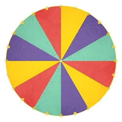 Immagine di THE TWIDDLERS Grande Paracadute Arcobaleno con 24 Manici per Bambini Ottimo Come Gioco di Gruppo 610cm