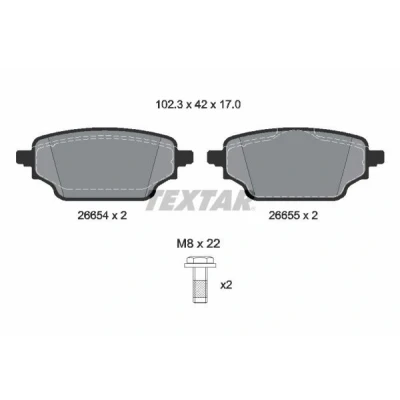 Immagine di TEXTAR 2665401 Kit pastiglie freno Non predisposto per contatto segnalazione usura con bulloni pinza RENAULT: Kangoo III MPV