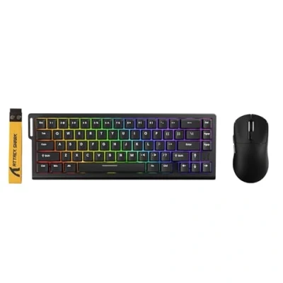 Immagine di ATTACK SHARK X68 HE Tastiera Magnetica Cablata con X3 Mouse Gaming Wireless, Rapid Trigger 8000Hz, Precisione RT di 0,01 mm, SUPERLIGHT da 49g, Sensore PAW3395, 26000 DPI Nero