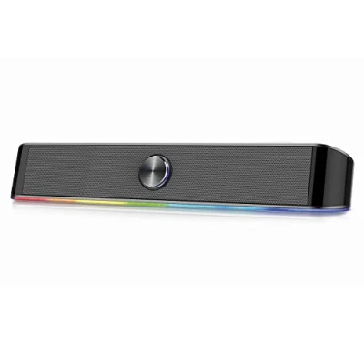Immagine di Ewent EW3525 Speaker Soundbar cablati e Bluetooth Illuminata RGB, Casse per PC 12W, Speakers Bluetooth, Altoparlanti Stereo con Illuminazione RGB regolabile, Alimentazione USB, nera