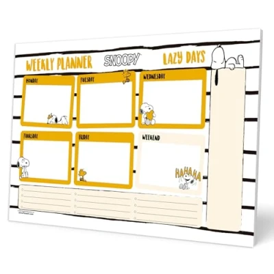 Immagine di Grupo Erik: Planning da Tavolo A4 Snoopy, Planner settimanale con 54 fogli a strappo, 21 x 29,7 cm, Agenda Organizer, To Do List Planner, scrivania