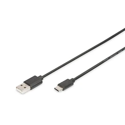 Immagine di Digitus Cavo USB 2.0 Spina A, C® 1.00 m Nero Flessibile, Schermatura a fogli, intrecciata, Schermato, doppia schermatura, con