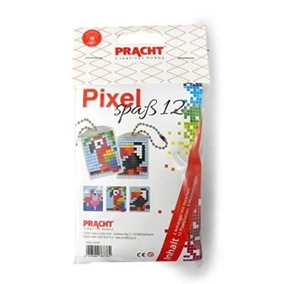 Immagine di Pracht Creatives Hobby Pixel P90051 00505 Divertente Set 12 per Bambini, Semplice Sistema a innesto con Piccole Pietre in bioplastica Creare 2 Portachiavi (medaglioni), Senza Stirare e incollare